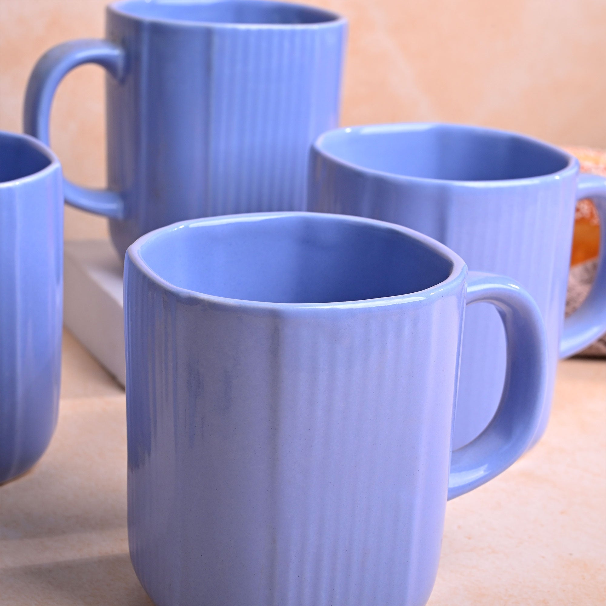 Ocean Blue Ceramic Coffee Mug Set of 6