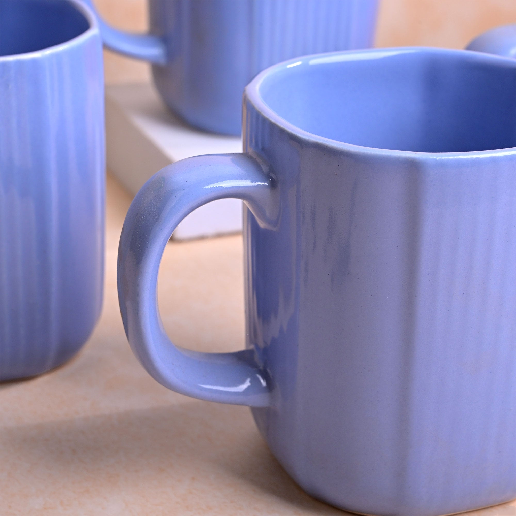 Ocean Blue Ceramic Coffee Mug Set of 4