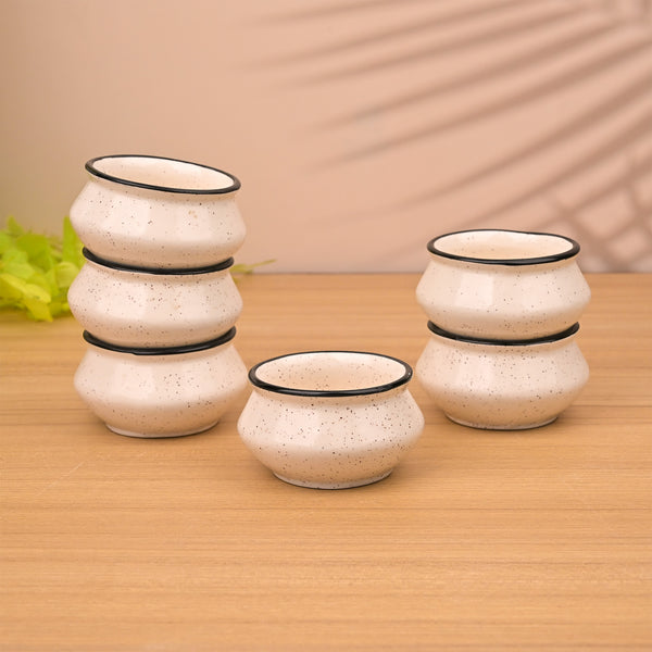 Luxe White and Black Trim Mini Dip Bowl (Set of 2)