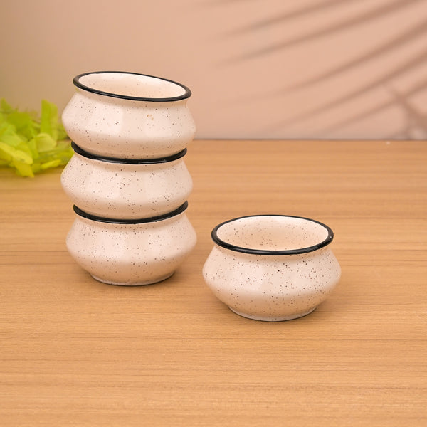Luxe White and Black Trim Mini Dip Bowl (Set of 2)
