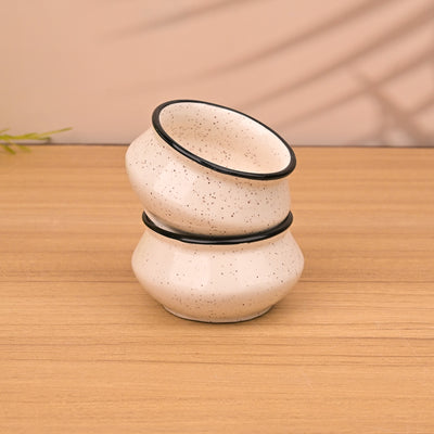 Luxe White and Black Trim Mini Dip Bowl Sets