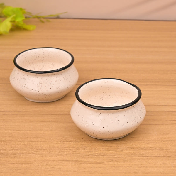 Luxe White and Black Trim Mini Dip Bowl (Set of 2)
