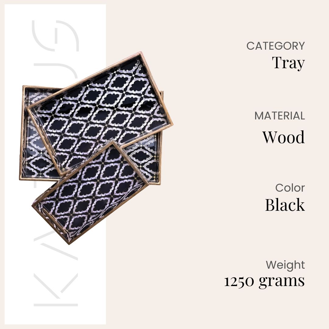 Moroccan Black & White Serving Tray (Set of 3)