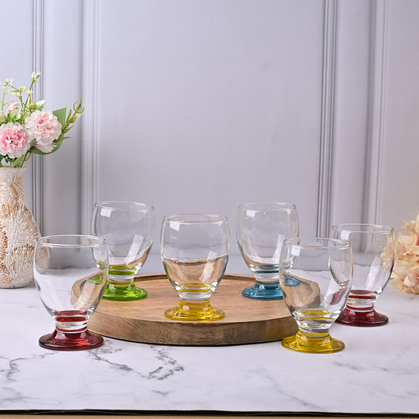 Multicolour Footed Tumbler (Set of 6)