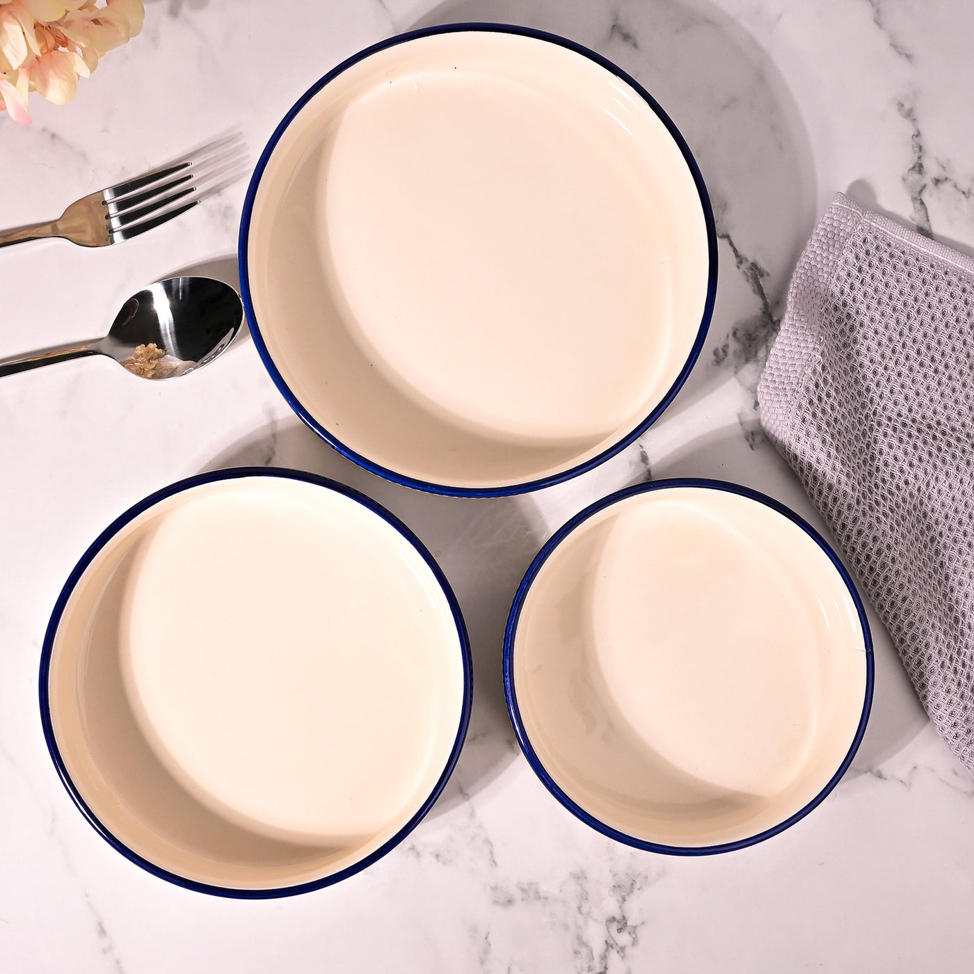 Blue & White Ceramic Bowl (Set of 3)