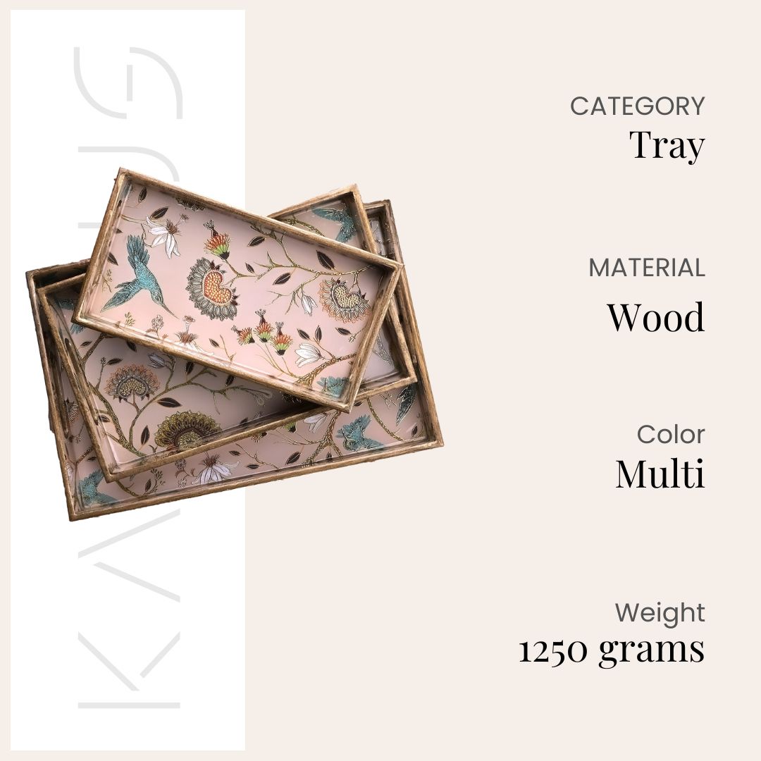 Hummingbirds Wooden Serving Tray Set (Set of 3)