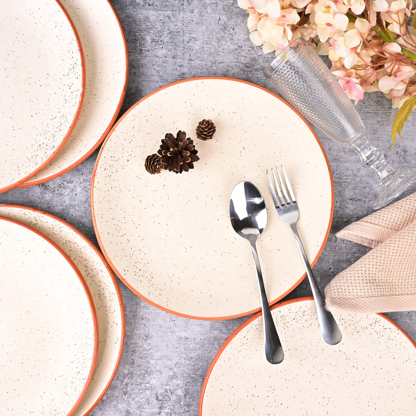 Classic White Ceramic Dinner Plates Set of 6 (10.5 Inch)
