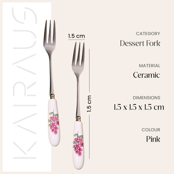 Lilac Bloom Ceramic-handled Dessert Fork (Set of 2)