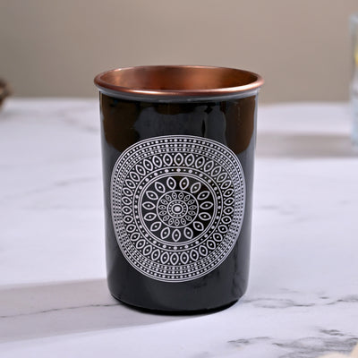 Mandala Printed Copper Bottle With Glass Set