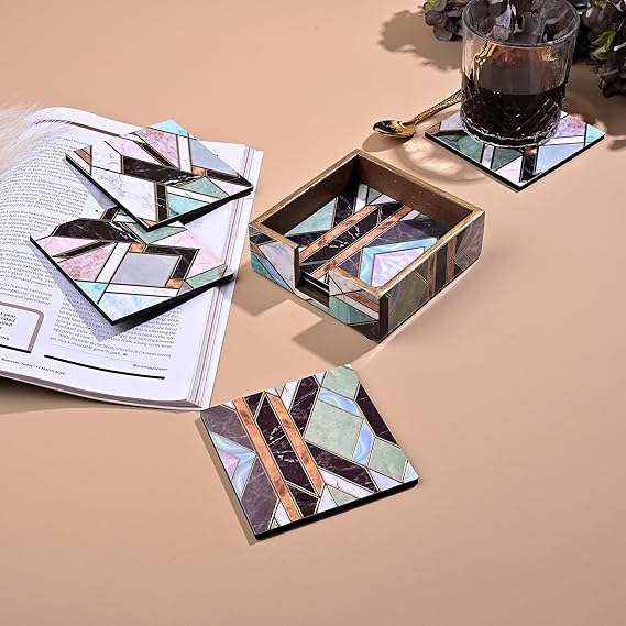 Abstract Design Wooden Coaster (Set of 6)