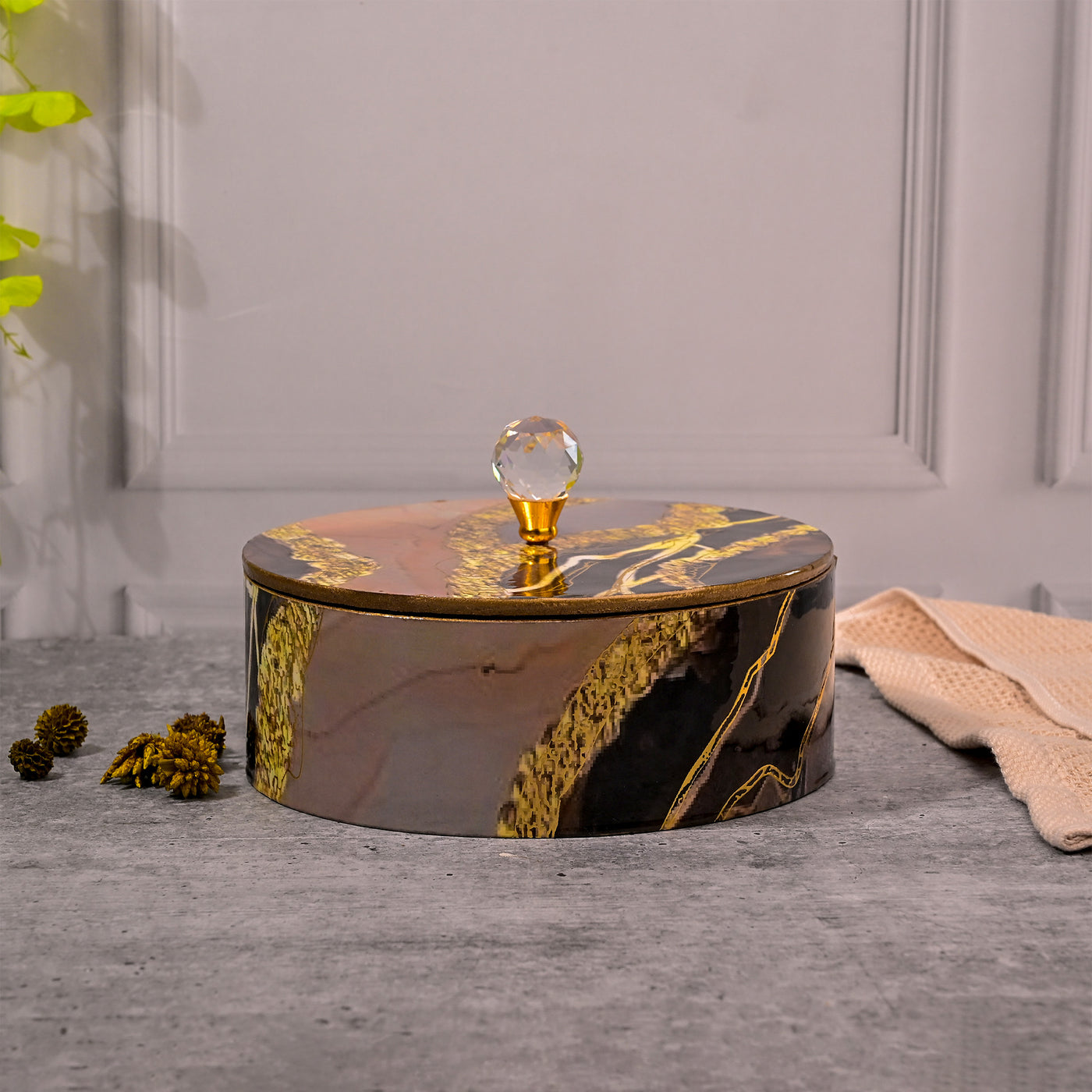 Exquisite Black and Golden Storage Box