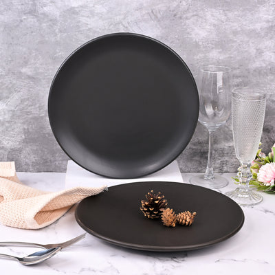 Matte Black Ceramic Dinner Plate Set (10.5 Inch)