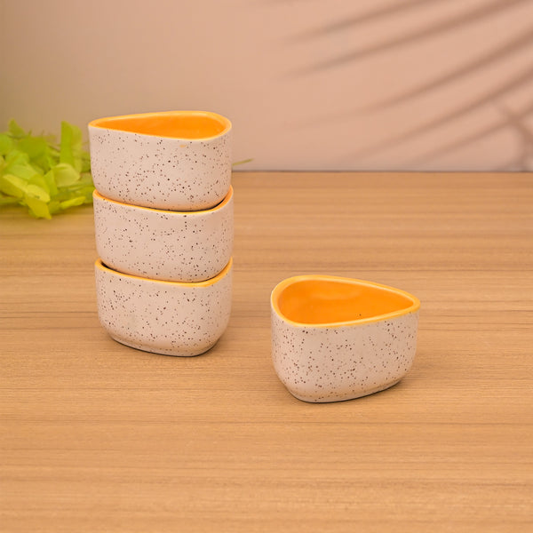 Zesty Yellow Mini Dip Bowl Set of 4 - Ceramic Snack Bowl Kitchen Gift