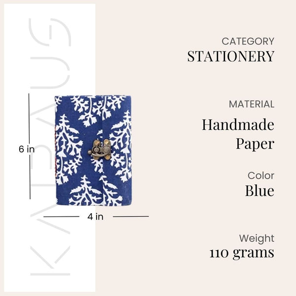 Azure Leaf Diary with Lock (6x4inch)
