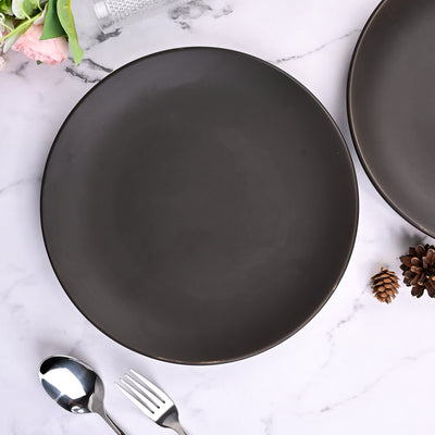Matte Black Ceramic Dinner Plate Set (10.5 Inch)