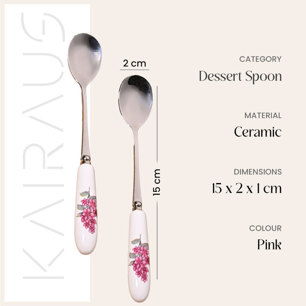 Lilac Flower Print Dessert Spoon (Set of 2)