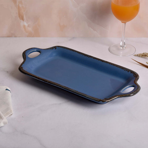 Ceramic Blue Serving Platter