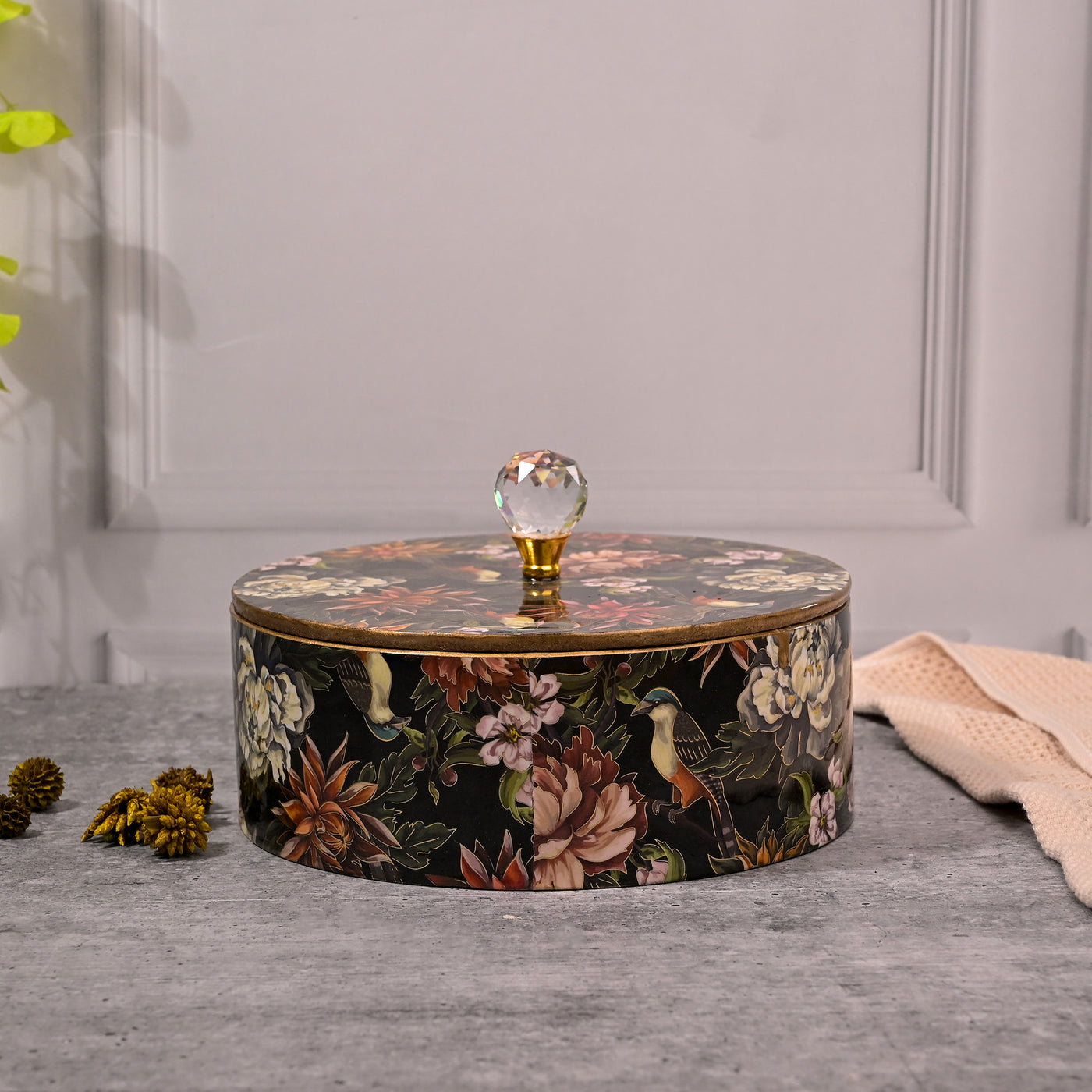 Floral Handcrafted Wooden Storage Box