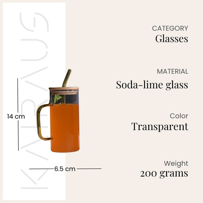 Sipper Glass with Wooden Lid Set