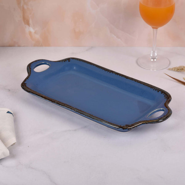 Ceramic Blue Serving Platter