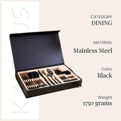 Floral Black Cutlery Set