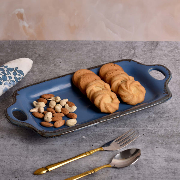 Ceramic Blue Serving Platter