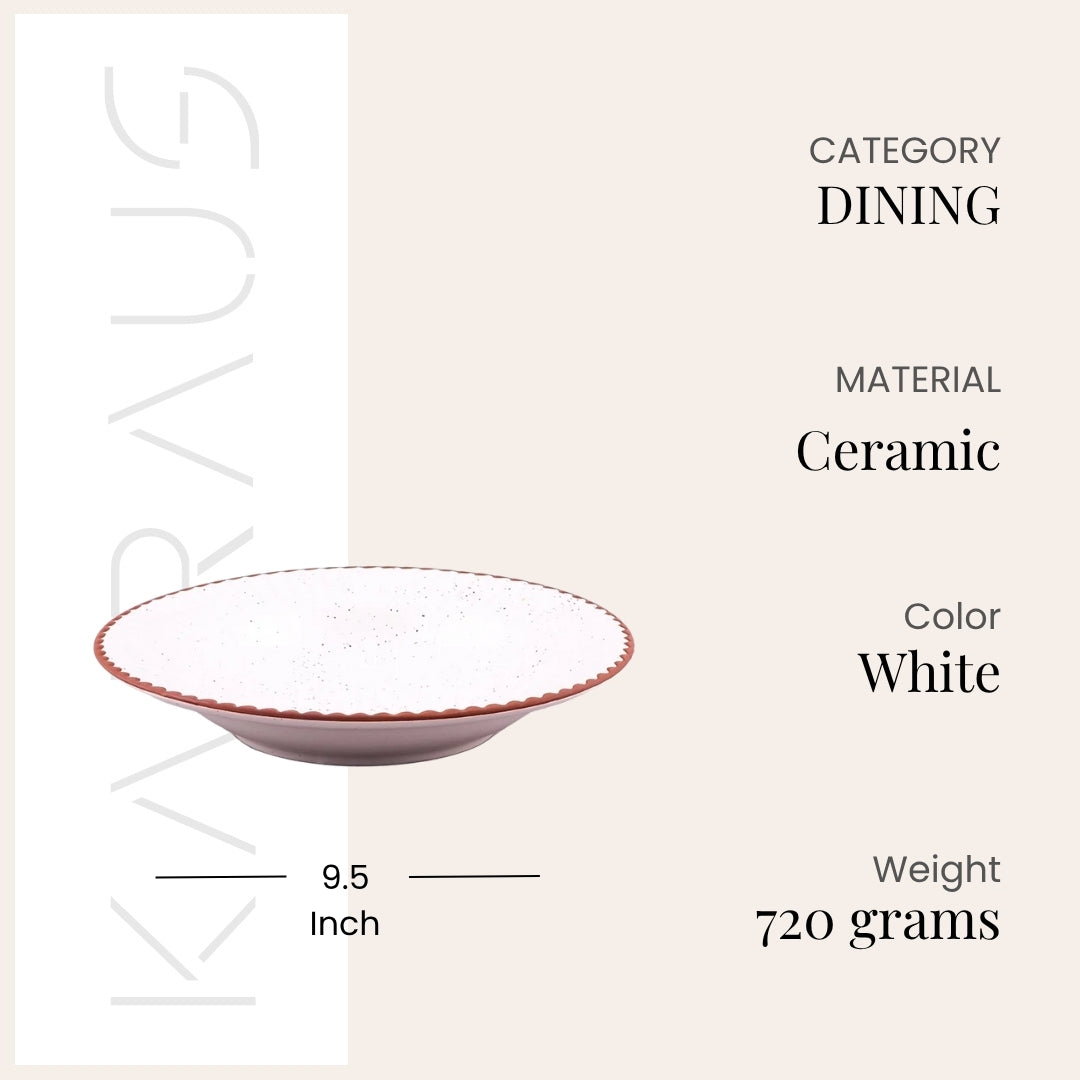 Stylish Off-white & Brown Ceramic Snack Plate Set (9.5 inch)