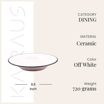 Stunning Off-white & Black Ceramic Snack Plate Set (9.5 inch)