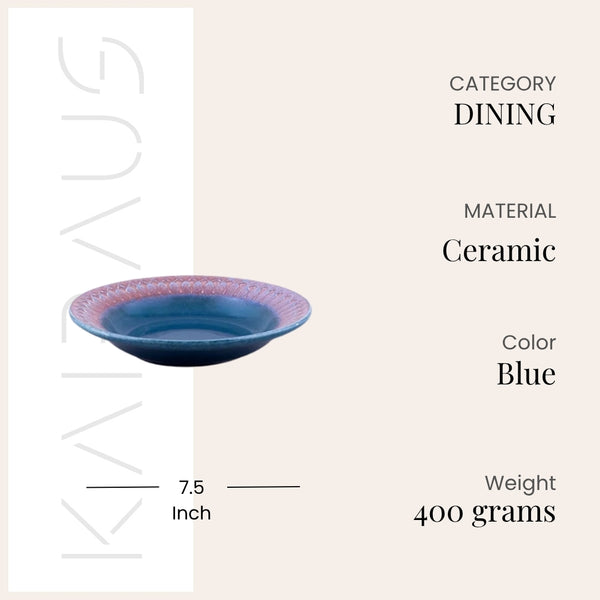 Vintage Blue Ceramic Snack Plate Set of 4 (7.5 inch)
