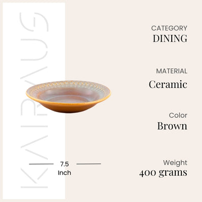 Chic Embossed Ceramic Pasta Plates Set (7.5 inch)