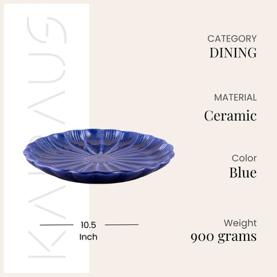 Teal Blue Flower-Shaped Plates Set (10.5 Inch)
