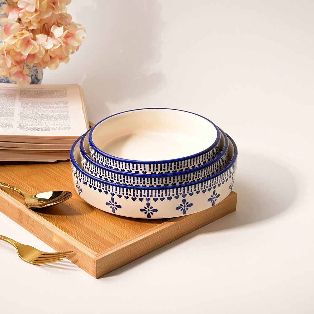 Blue & White Ceramic Bowl (Set of 3)