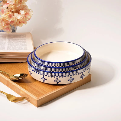 Blue & White Ceramic Bowl (Set of 3)
