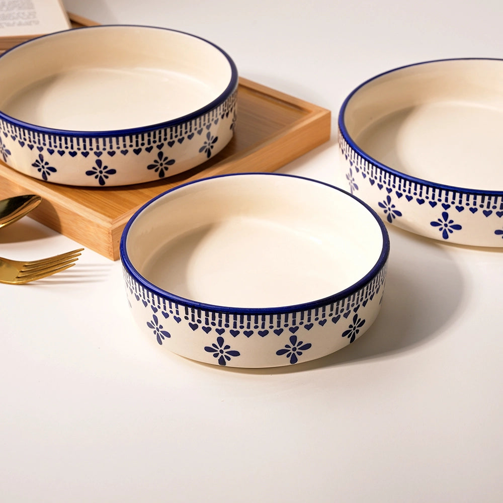 Blue & White Ceramic Bowl (Set of 3)