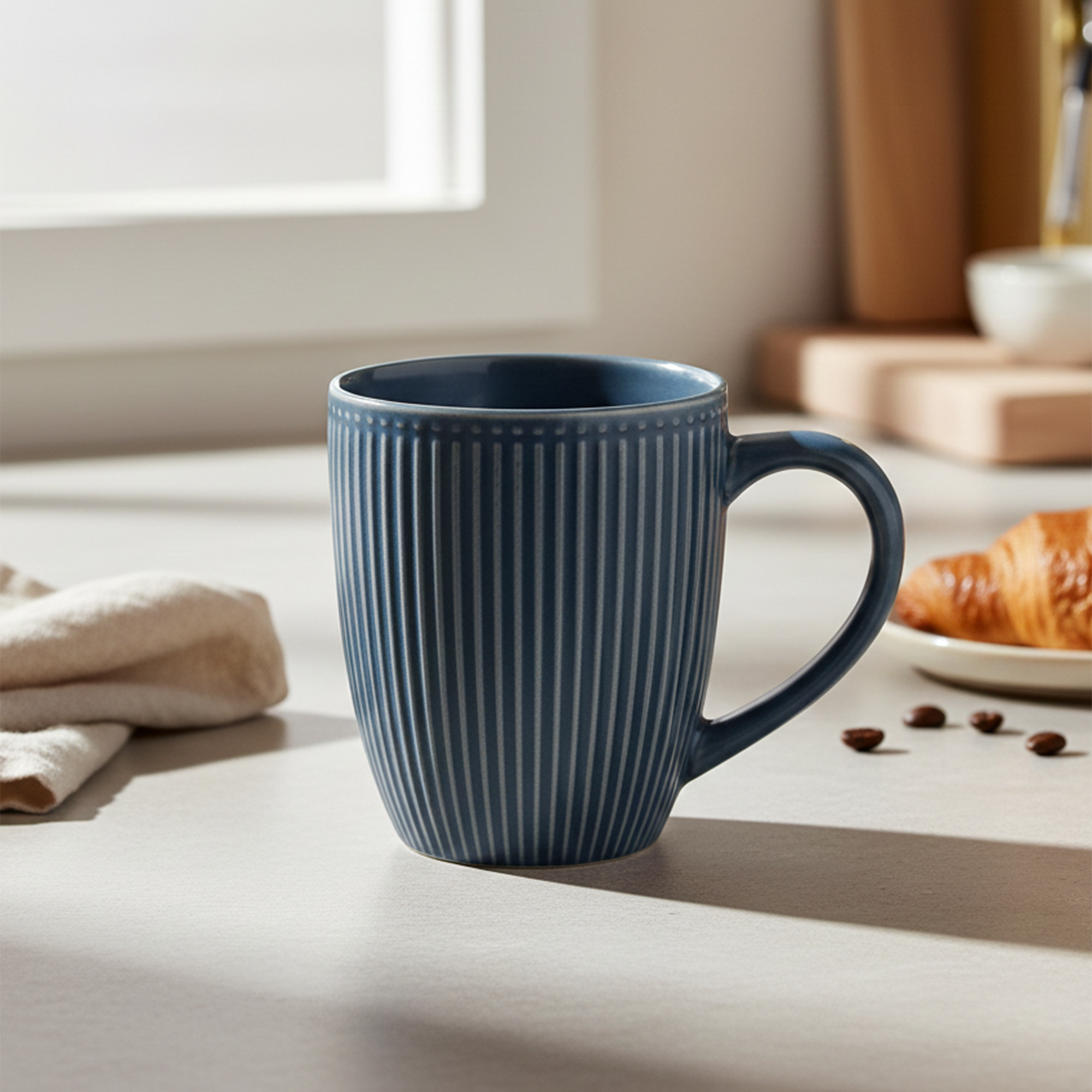 Set of 4 Aegean blue coffee mugs

