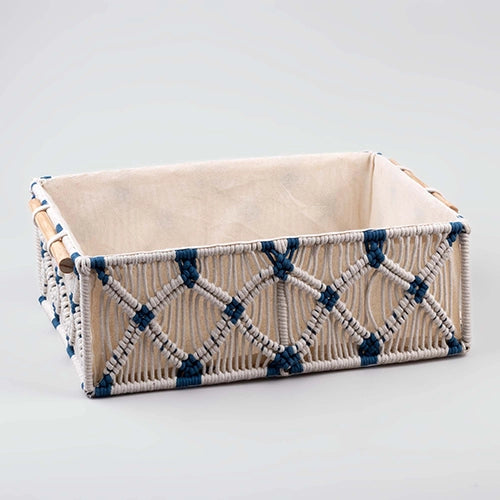Natural jute and wooden storage baskets with rustic design

