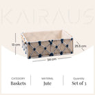 Handcrafted jute and wooden baskets for home storage

