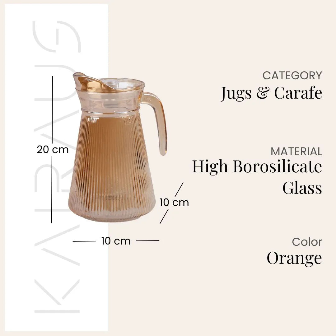 Transparent amber glass pitcher set for everyday beverage serving

