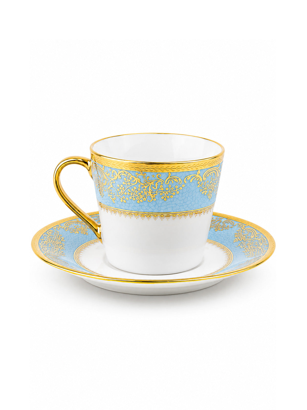 Elegant Amora Real Gold Tea Cup Set showcased as premium tableware


