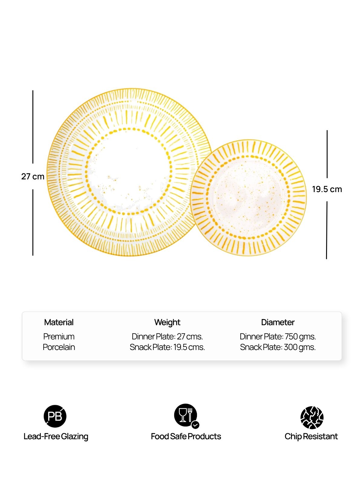 Sophisticated porcelain dinner and quarter plate set


