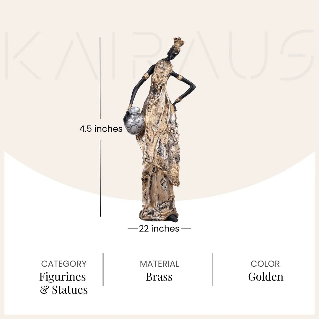 Handcrafted African tribal woman statue for home interiors

