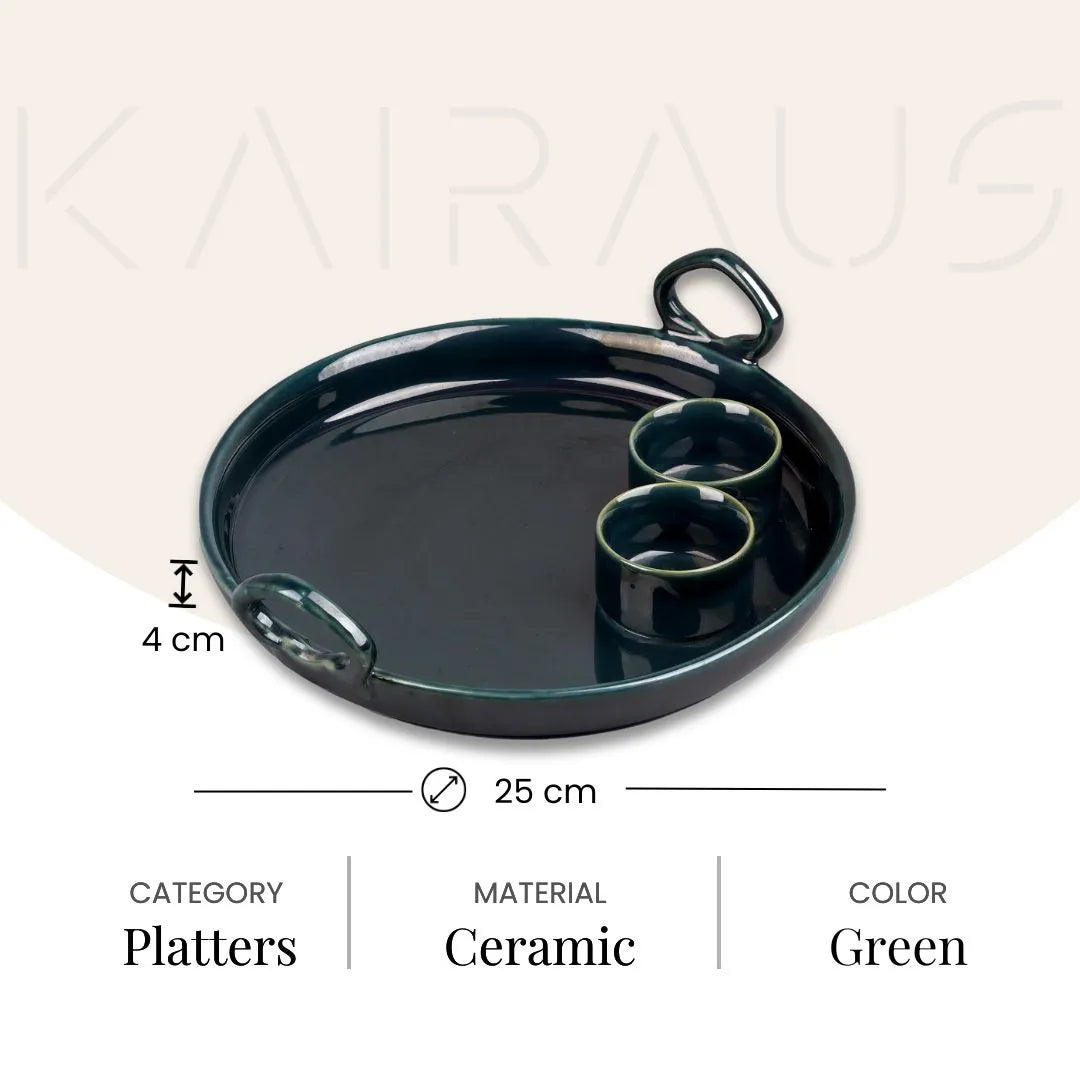 Antique green platter for serving food

