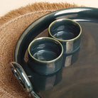 Handmade antique green serving platter

