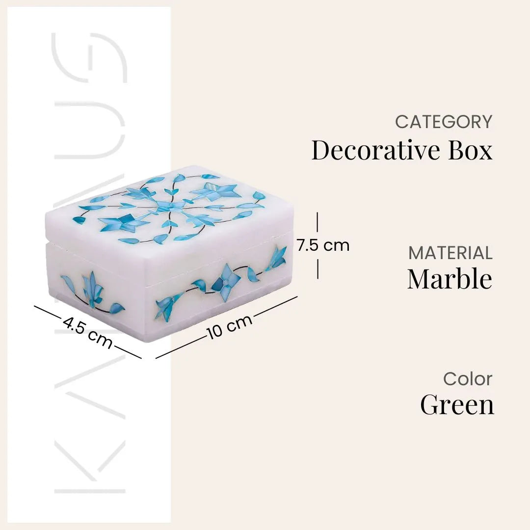 Decorative green marble jewelry box for home interiors

