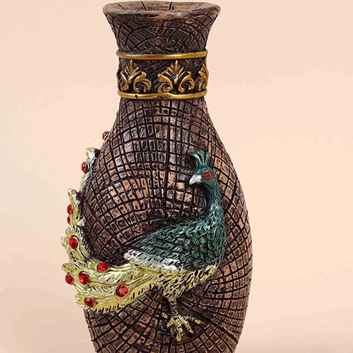 Decorative peacock-inspired antique vase for interiors

