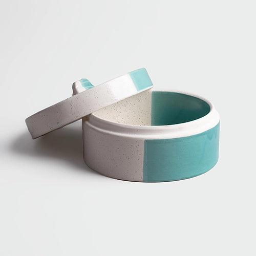 Aqua ceramic baking dish with matching cover

