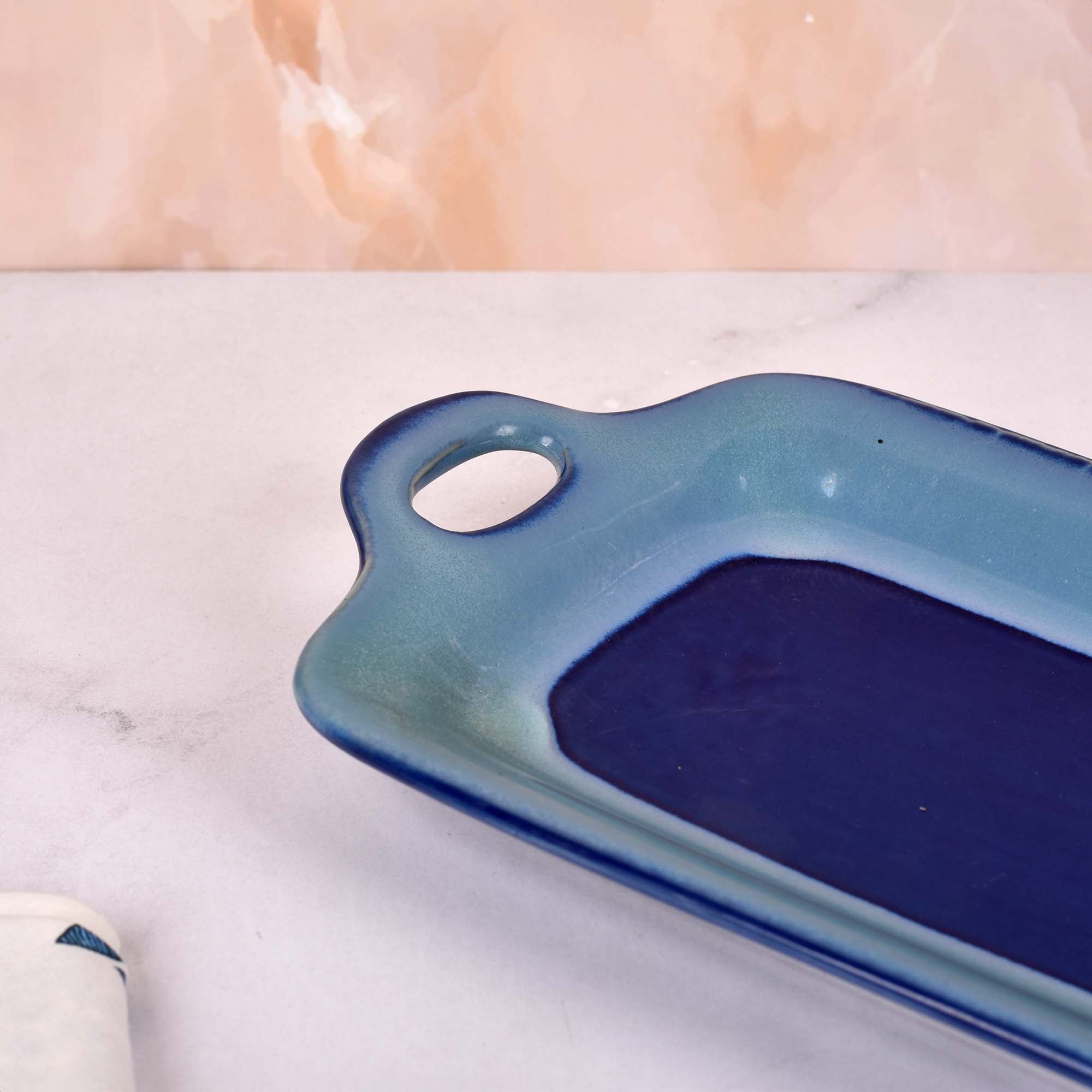 Stylish blue ceramic serving dish

