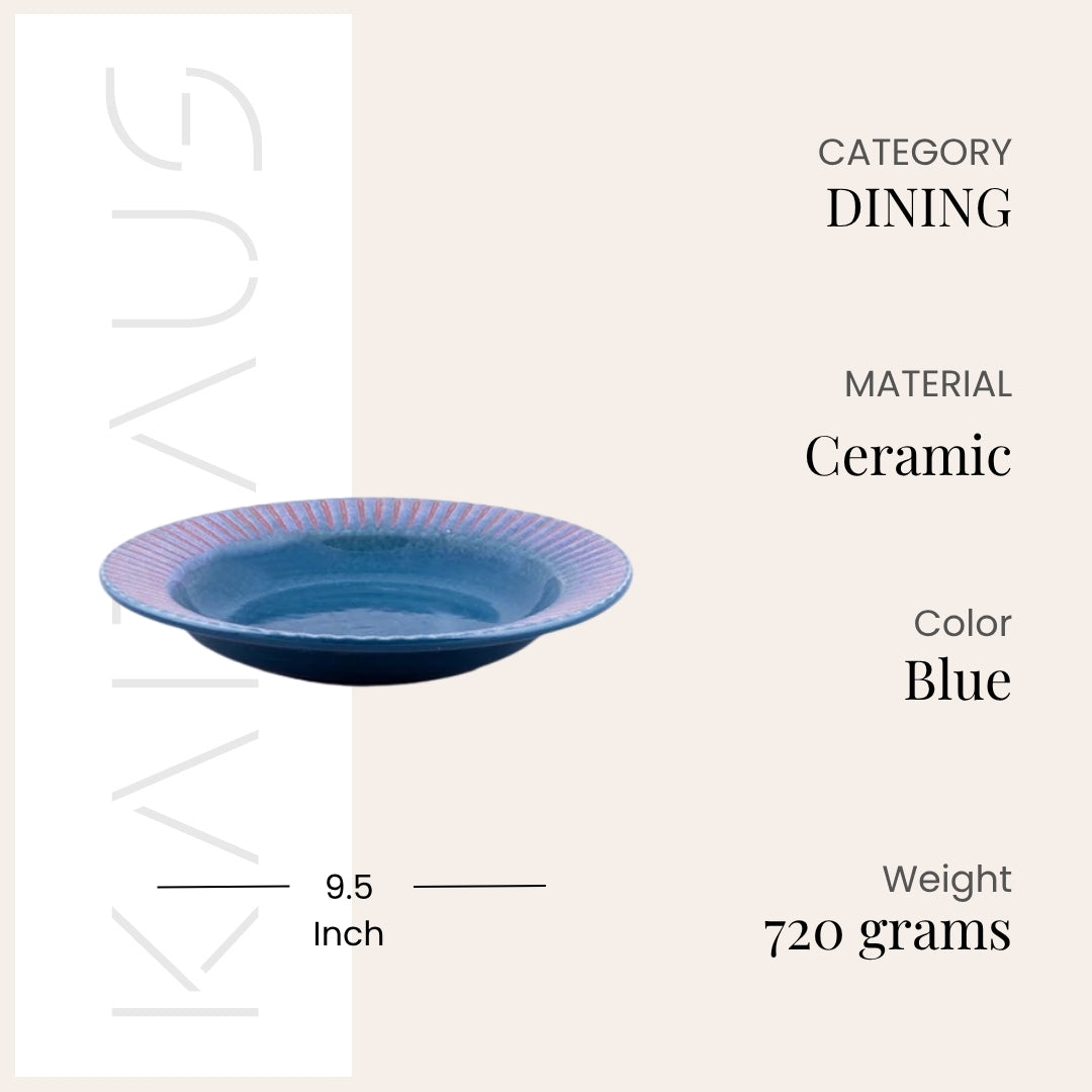 9.5 inch aqua blue ceramic snack plate set

