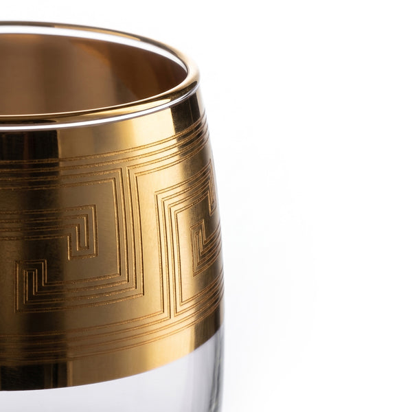 Greek Key Design Gold Drinking Glasses (Set of 2)