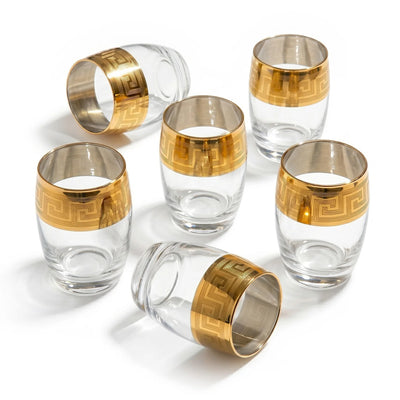 Greek Key Design Gold Drinking Glasses Set